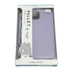 iPhone 14Plus ラベンダー 耐衝撃ハイブリッドケース スマホバンド付
