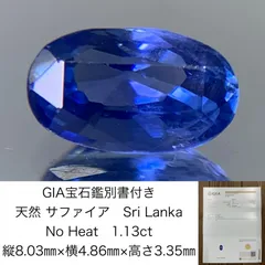 GIA宝石鑑別書付き 天然 サファイア Sri Lanka No Heat 1.13ct ...