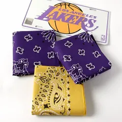 【3枚セット】NBA ロサンゼルス・レイカーズカラー オリジナル ペーズリーバンダナ アメリカ製 新品 LAKERS-