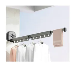 新品 BESSTER吸盤壁掛折りたたみ物干しラック 室内家庭用バルコニー 穴あけ不要 伸縮物干しポール 洗濯物干し アルミニウム合金素材 室内 吸盤乾燥ラック 寝室 バスルーム 省スペース 壁掛け アルミニウム合金 耐荷重10kg 3つのオプション (二段式)