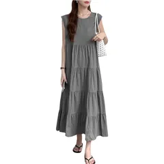 【特価商品】XTRA] メメエクストラ ワンピース レディース ロングワンピース 春 夏 ノースリーブ Aライン ロング [MEME 大きいサイズ オフィス おしゃれ 上品 カジュアル ゆったり ミモレ丈 綿 夏服 きれいめ かわいい 韓国 体型カバー 着痩せ