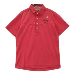 サイズ：L CALLAWAY キャロウェイ レッドレーベル 半袖ポロシャツ 花刺繍  レッド系 [240001854718]# ゴルフウェア メンズ ストスト