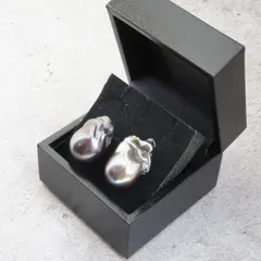 バロックパール 淡水パールピアス グリーン ブラック 真珠 金属アレルギー対応