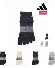 レディースショート丈【アディダス×福助】五本指ソックス滑り止め付き  2足セット