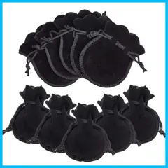 【人気商品】巾着袋 ベロア調 10枚入り ジュエリーポーチ アクセサリー保存 多機能 ギフトバッグ 小物入れ ラッピング プレゼント用収納袋 (ブラック)