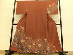 平和屋着物○本場結城紬 重要無形文化財 色無地 亜麻色 藤貴