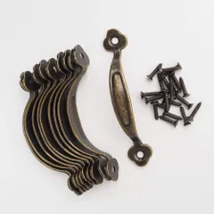 キッ10個入り 家具 ネジ家具 取っ手 レトロ (ブロンズトーン梅形（8cmx1.5cm）) アンティーク調 ボックスハンドル アーチ型 亜鉛合金 プルハンドル 取手 Wfeiyanton