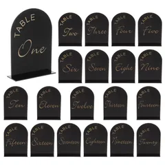 uxcell アーチアクリルサイン スタンド付き アクリル アーチテーブルナンバーホルダー ウェディング テーブルセンターピースの装飾用 黒色 12.7 x 17.8 cm ナンバー1-20 20個