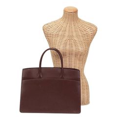 エルメス HERMES ホワイトバス GM ボックスカーフ (レザー) GD金具 □F刻印 2002年 手提げかばん トートバッグ ビジネスバッグ 書類かばん レディース ボルドー 正規品 中古 mbl26011