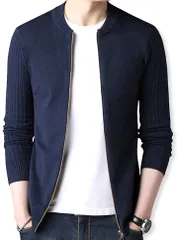 ONE UMB (ワン アンブ) ニット ジャケット メンズ ブルゾン タイト セーター( ネイビー,  L)