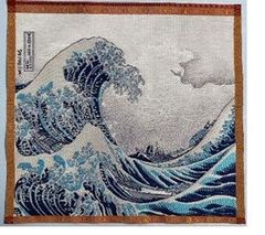 ジャガード織マット　No.10　神奈川沖浪裏　　３０ｃｍｘ２７ｃｍ