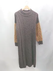 ◇ ⊇ ROSE BUD ローズバッド バイカラー 長袖 ロング ワンピース サイズF ブラウン レディース E  【1503060030493】