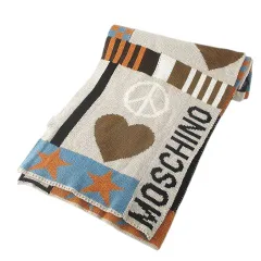 モスキーノ MOSCHINO ニット マフラー ベージュ系 ロゴ 柄 毛 ウールのサムネイル