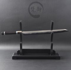 水本焼 MKH1高炭素鋼 切付柳刃包丁 尺三（刃渡り390mm）黒檀八角柄（上：色水牛角／下：黒水牛角・五本銀巻）