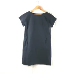 ギャルリーヴィー GALERIE VIE ワンピース 半袖 無地 綿 麻 ポケット 日本製 紺 1サイズ 964814