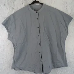 無印良品 洗いざらし強撚 フレンチスリーブ ブラウス グレー M-Lサイズ レディース □○