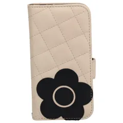 新品 MARY QUANT マリークヮント iPhone 15 14 ケース スマホ 携帯 レディース スタンド PU QUILT LEATHER BOOK TYPE CASE アイボリー/ブラック
