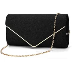 パーティーバッグ レディース クラッチバッグ2WAY 二次会 結婚式 披露宴 大きめ ストーン付き入社式 卒業式 人気 ショルダーバッグ (黒)