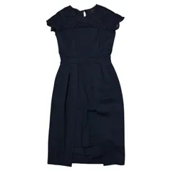 DD120 【美品】 LAGUNAMOON ラグナムーン LADY Gapレングススカラップドレス ネイビー レディース サイズS