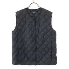 UNIQLO ユニクロ パフキルティング 中綿ベスト L ブラック WARM PADDED 収納ポーチ付き レディース 古着