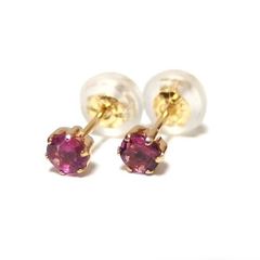 美品 ete エテ K18 YG フルール 誕生石 ピアス アメシスト（2月 
