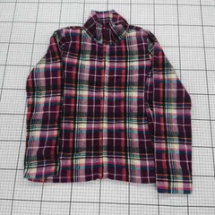 ◇ ⊇ UNIQLO ユニクロ チェック 長袖 フリース ジャケット サイズL パープル系 マルチ レディース E  【1508260058988】