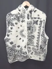 ◇ ⊇ PairPair ペアペア ボア ジップアップ ベスト サイズM オフホワイト系 ブラック レディース E  【1409250034435】