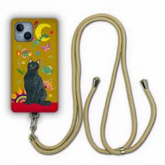 [AQUOS wish2 SH-51C / SHG08] iPhone15 Pro ケース スマホショルダー スマホケース 動物 アニマル柄 アイフォン15 Plus 14 13 12 スマホケース カバー ショルダーストラップ 猫 ネコ 黒猫 花柄 フラワー