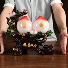 桃 モモ 置物 オブジェ ピンク 幸運 長寿 縁起物 魔除け 厄除 開運 幸運 財運 金運 安産祈願 無病息災 子宝 健康運 リビング 玄関 オフィス インテリア 玄関 店舗 豪華 風水グッズ