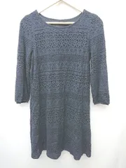 ◇ ⊇ Couture brooch クチュールブローチ レース 長袖 ミニ丈 ワンピース サイズ38 ネイビー レディース P  【1409250036927】