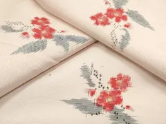 平和屋着物▼上質な紬　 草花文　正絹　逸品　未使用　CAAS0320th