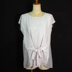 アー・ヴェ・ヴェスタンダード ミッシェルクラン a.v.v standard カットソー ドッキング シフォン ストライプ フロントノット M グレー