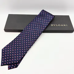 【 箱付/極美品 】BVLGARI ブルガリ ネクタイ ドット柄 ネイビー