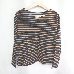 ◇ nano universe ナノ ユニバース ボーダー柄 長袖 カットソー サイズF ブラウン ブラック レディース E  【1408220033201】