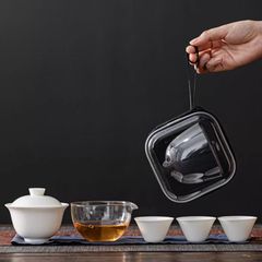 新入荷 旅行茶具 茶道具 茶道 煎茶 茶器 蓋碗 茶杯 公道杯 ケース 4点セット