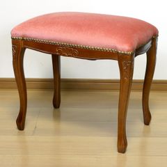 1034【スツール】木製 イタリア ロココ調 鋲打ち 猫足 ヴィンテージ