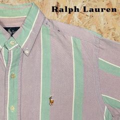 Ralph Lauren ラルフローレン ストライプ　ボタンダウンシャツ　オックスフォードシャツ　コットンシャツ　刺繍 ストライプ 　サイズ39-82　古着