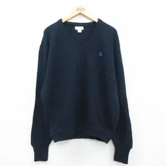XL/古着 IZOD 長袖 セーター メンズ 90s ワンポイントロゴ 大きいサイズ アクリル Vネック 紺 ネイビー 24oct05 中古 ニット トップス