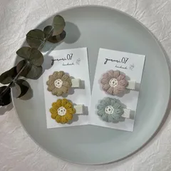 ぷっくりフラワー❁ベビーヘアクリップ　ベビー　キッズ　キッズヘアピン　かぎ針編み