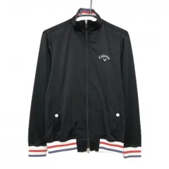 キャロウェイ ジャケットブルゾン 黒×白 DRYSPORT 袖口裾ライン  メンズ M ゴルフウェア Callaway