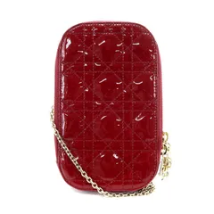 クリスチャンディオール Christian Dior Lady Dior Call in Dior フォンホルダー スマホショルダーバッグ チェーンストラップ エナメル 赤 レッド S0872OVRB M900 /ES ■OSのサムネイル