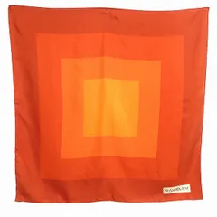 #axe イヴサンローラン YVES SAINT LAURENT YSL シルク スカーフ オレンジ系 大判 スクエア柄 絹 ヴィンテージ 946086 k01