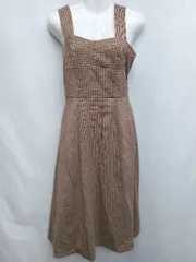 ◇ 31 Sons de mode トランテアン チェック ノースリーブ 膝下丈 ワンピース サイズ38 ベージュ マルチ レディース P  【1406110021826】