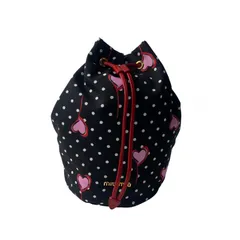 【人気完売品】MIU MIU ミュウミュウ ハート柄 巾着 ポーチ ピンク 中古・古着通販】MIU MIU (ミュウミュウ) ハート柄巾着ポーチ