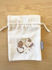 【バイカラーキャット】刺繍　巾着　巾着袋　IT004-19　ito&　ねこ　猫　母の日　サブバック　ポーチ　小物入れ　小さめ　旅行　化粧品　コスメ　プレゼント　ギフト　かわいい　おしゃれ