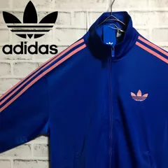 新品レディースXL/メンズS⭐️90年代復刻 adidas トラックジャケット/ジャージ 刺繍トレファイル ブルー×ピンク