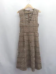 ◇ ◎ ⊇ PREFERIR プレフェリール チェック柄 膝下丈 ワンピース サイズM ブラウン系 レディース E  【1504240029122】