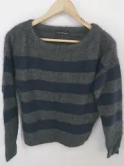 ◇ URBAN RESEARCH ボーダー ウール100％ 長袖 ニット セーター サイズF ダークグレー ネイビー レディース P  【中古】 【1210050002018】