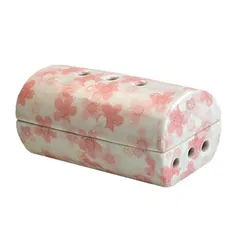 【モダン仏具】【香炉単品】横置き筒型香炉『香彩器(こうさいき)』満開桜(白)　美濃焼 カーボンフェルト付　※ミニ寸7cm線香に対応 それより長い線香は折って使用 0