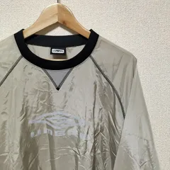 ☆00s OLD UMBRO ナイロンジャケット ピステ ゲームシャツ プルオーバー メンズ 表記サイズO XL相当 長袖 クルーネック きなり BIGロゴ テックウェア トップス y2k ビンテージ オールド アンブロ スポーツ ブランド古着 USED